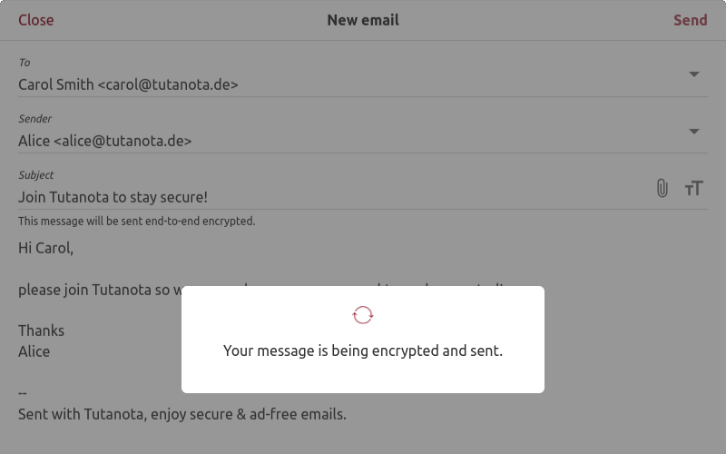 Snímek obrazovky anonymní e-mailové schránky Tutanoty na různých zařízeních.